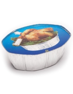 TAPA BANDEJA POLLO OVALADA RF.T42600 C/500 UN. TIRAS 125 UND