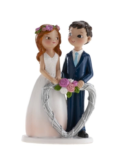 PAREJA NOVIOS CON CORAZÓN PLATA 16CM 305103