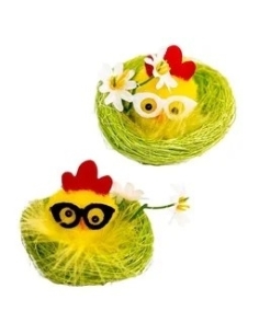 POLLITO CON GAFAS EN CESTA 60MM C/6 UND.PQ7295