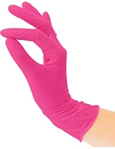 GUANTES NITRILO ROSA T/M P/100 C/POLVO