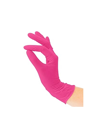 GUANTES NITRILO ROSA T/M P/100 C/POLVO