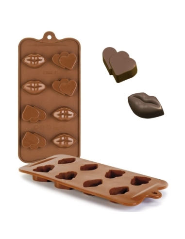 MOLDE SILICONA BOMBONES CORAZONES 105X210 MM 15