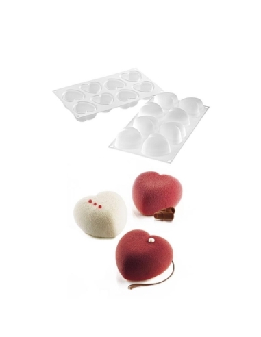MOLDE SILICONA CORAZON 63X65X39 MM 8PCS AMORINI...