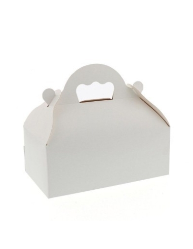 CAJAS CON ASA 10X18X7 BLANCAS PAQ. 50 UND.