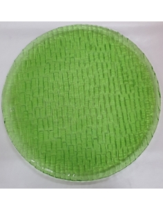 PLATO CRISTAL VERDE CON GRABADO ESTRIAS BAMBOO