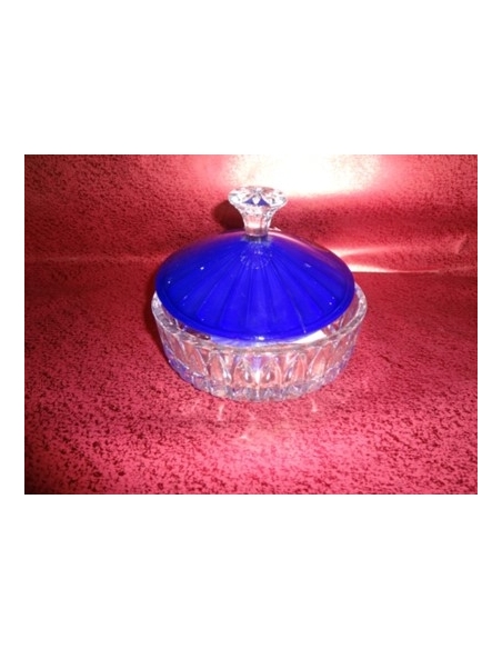 Bombonera cristal 13cm tapa azul