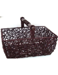 CESTA RECTANGULAR CUERDA MARRON 40x27x26  4732/1