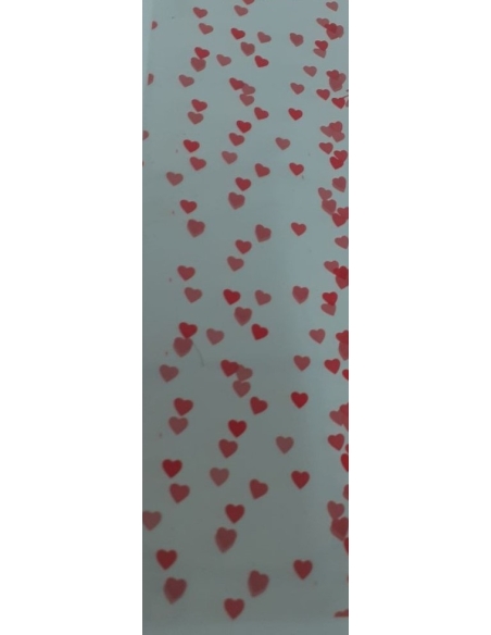 ROLLO CELOFAN TRANSPARENTE CORAZONES PEQUEÑOS 80X50M