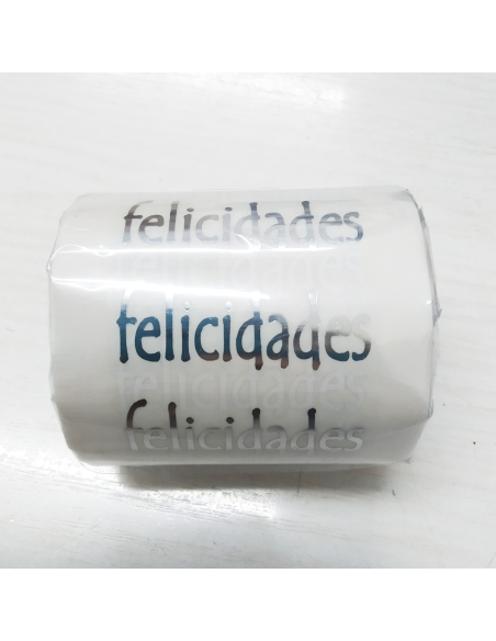 ETIQUETA ADHESIVA FELICIDADES PLATA 500UND.
