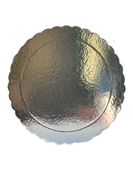 BASE TARTA REDONDA PLATEADA FINA 35 CM