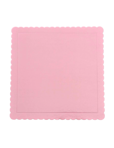 BASE TARTA CUADRADA ROSA BEBE 25X25 CM