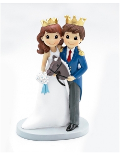 PAREJA NOVIOS CUENTO CORONA Y CABALLO 21 CM 2052