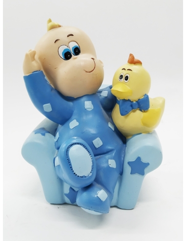 HUCHA BEBE NIÑO SOFA PIJAMA AZUL C/PATO 1438