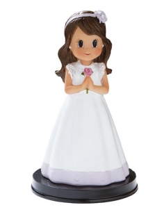 NIÑA COMUNION ROSA EN MANOS, DIADEMA LILA 17 CM 201225