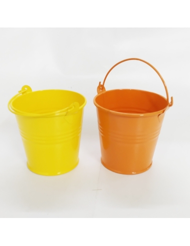 CUBO METAL MINIATURA NARANJA / AMARILLO CON ASA...