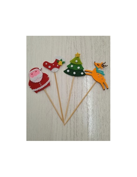 PICK FIELTRO ADORNOS NAVIDEÑOS (NOEL, CALCETIN,ABETO Y RENO)