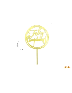 TOPPER FELIZ CUMPLEAÑOS DORADO