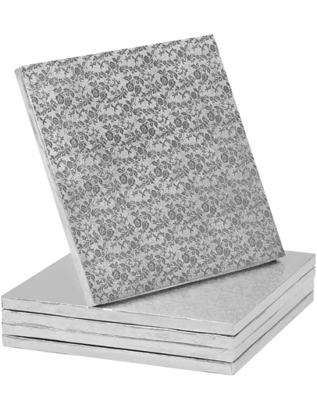 BASE TARTA CUADRADA GRUESA PLATA 15x15 CM
