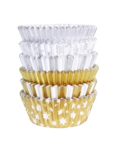 CAPSULAS NAVIDEÑAS METALICAS ORO Y PLATA P/100 PME