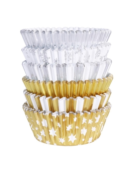 CAPSULAS NAVIDEÑAS METALICAS ORO Y PLATA P/100 PME