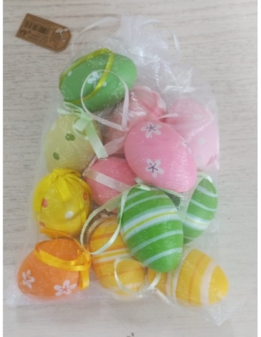 BOLSA HUEVOS PASCUA COLORES SURTIDOS 12 UND