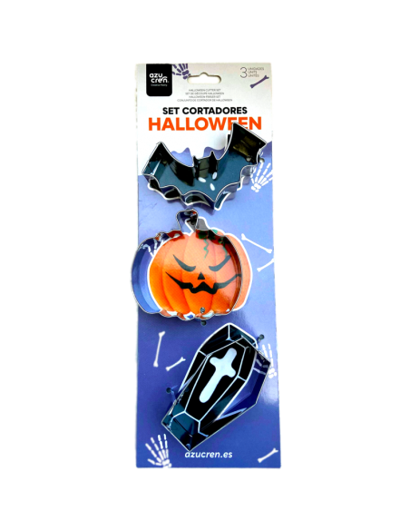 SET 3 CORTADORES FANTASMA, SOMBRERO BRUJA Y CALAVERA AZUCREN