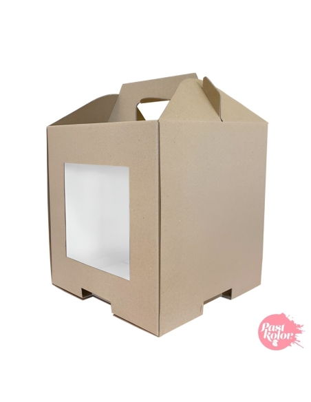 CAJA TARTA KRAFT/BLANCA REGULABLE CON VENTANA 28X28X30