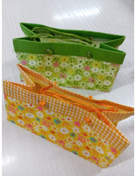 BOLSITAS FLOREADAS 20X10X10 VERDE/AMARILLA