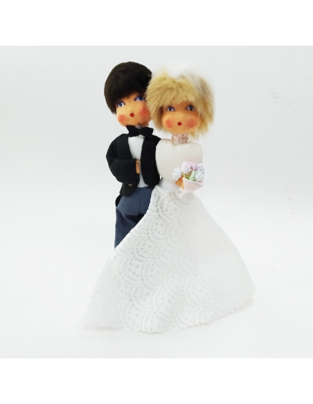 PAREJA NOVIOS FLORITAS VESTIDO ENCAJE 23CM