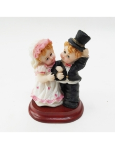 PAREJA NOVIOS MINI 8 CM PEANA MADERA