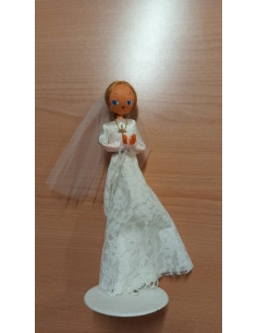 NIÑA COMUNION ALARGADA PEANA REDONDA BLANCA 20CM