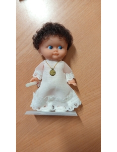 NIÑA COMUNION BLANCO CON PEANA PLASTICO 13CM MEDALLA Y VELA