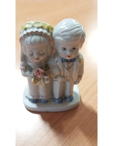 PAREJA NOVIOS CERAMICA BLANCO Y COLOR MINI