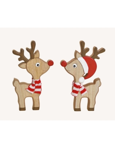 RENO DE MADERA CON BUFANDA 12X20