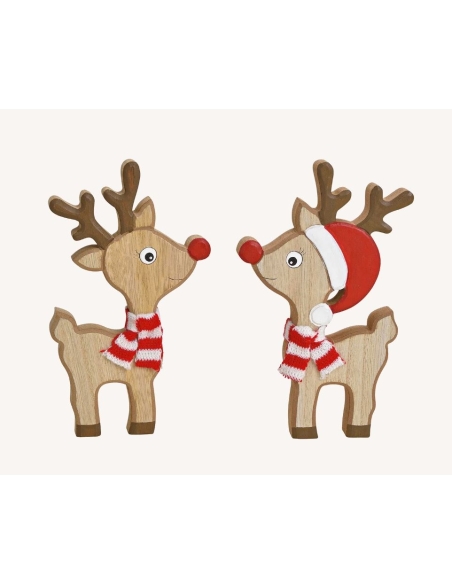 RENO DE MADERA CON BUFANDA 12X20