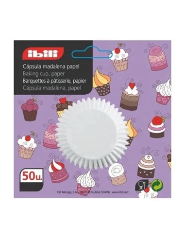CAPSULAS CUPCAKE BLANCA P/50 UND IBILI