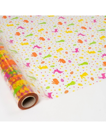 ROLLO CELOFAN 70X50 M CONEJOS Y HUEVOS COLORES