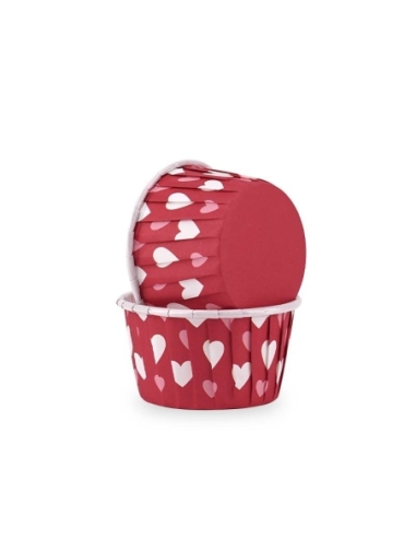 CAPSULAS CUPCAKES ROJA CORAZONES P/50 UND